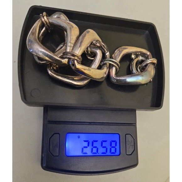 Vintage Turkey DGS Sterling Silver 925 Oval Link Chunky Bracelet 8" - Picture 5 of 5